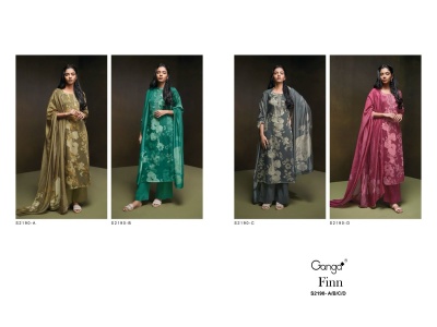 Ganga by FINN 2190 premium cotton silk printed embroidered and handwork unstitched dress material at low rate salwar kameez catalogs