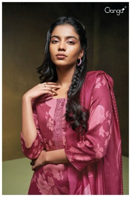Ganga by FINN 2190 premium cotton silk printed embroidered and handwork unstitched dress material at low rate salwar kameez catalogs