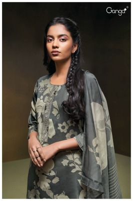 Ganga by FINN 2190 premium cotton silk printed embroidered and handwork unstitched dress material at low rate salwar kameez catalogs