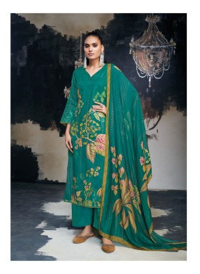 Ganga present AZARA premium silk satin printed with embroidered unstitched salwar kameez material at wholesale price  salwar kameez catalogs