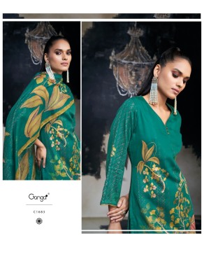 Ganga present AZARA premium silk satin printed with embroidered unstitched salwar kameez material at wholesale price  salwar kameez catalogs