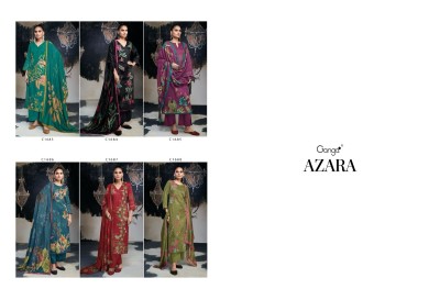 Ganga present AZARA premium silk satin printed with embroidered unstitched salwar kameez material at wholesale price  salwar kameez catalogs