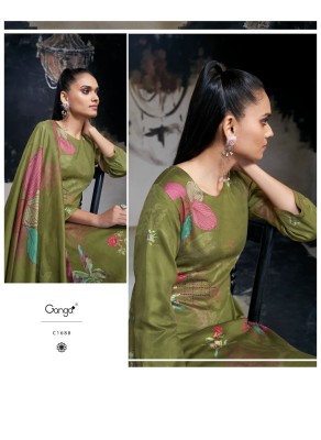 Ganga present AZARA premium silk satin printed with embroidered unstitched salwar kameez material at wholesale price  salwar kameez catalogs