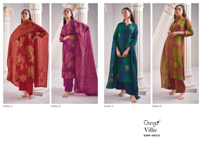 Ganga present Villie 2064 premium printed embroidered unstitched dress material catalogue  salwar kameez catalogs