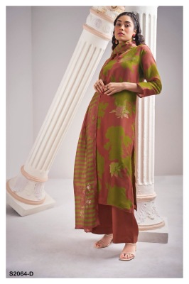 Ganga present Villie 2064 premium printed embroidered unstitched dress material catalogue  salwar kameez catalogs