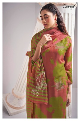 Ganga present Villie 2064 premium printed embroidered unstitched dress material catalogue  salwar kameez catalogs