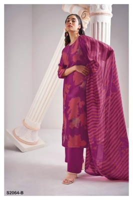Ganga present Villie 2064 premium printed embroidered unstitched dress material catalogue  salwar kameez catalogs