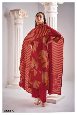 Ganga present Villie 2064 premium printed embroidered unstitched dress material catalogue  salwar kameez catalogs