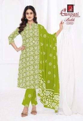 Ganpati Batik Vol 12 Pure Cotton Batik Printed Kurti Pant Dupatta Set Wholesale Ethnic Wear Collection kurti pant with dupatta Catalogs