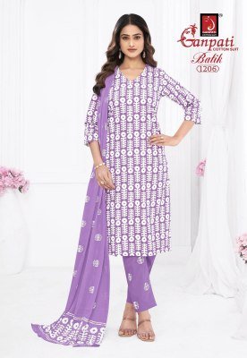 Ganpati Batik Vol 12 Pure Cotton Batik Printed Kurti Pant Dupatta Set Wholesale Ethnic Wear Collection kurti pant with dupatta Catalogs