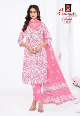 Ganpati Batik Vol 12 Pure Cotton Batik Printed Kurti Pant Dupatta Set Wholesale Ethnic Wear Collection kurti pant with dupatta Catalogs
