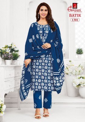 Ganpati Batik Vol 13 Pure Cotton Kurti Pant & Dupatta Set readymade suit catalogs