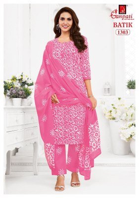 Ganpati Batik Vol 13 Pure Cotton Kurti Pant & Dupatta Set readymade suit catalogs