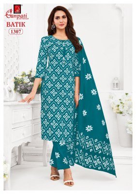 Ganpati Batik Vol 13 Pure Cotton Kurti Pant & Dupatta Set readymade suit catalogs