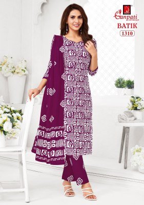 Ganpati Batik Vol 13 Pure Cotton Kurti Pant & Dupatta Set readymade suit catalogs