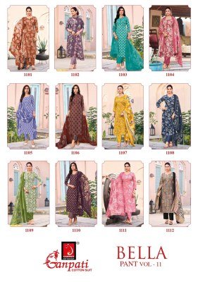 Ganpati Bella Vol-11 Pure Cotton Printed Kurti Pant with Dupatta kurti pant with dupatta Catalogs