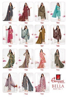 Ganpati Bella Vol 7 Unstitched Cotton Dress Material  Heavy Cotton Top And Bottom  Pure Cotton Dupatta Wholesale dress material catalogs