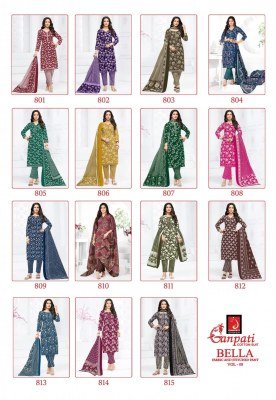Ganpati Bella Vol 8 Kurti Pant Dupatta Set Comfortable Pure Cotton Prints Wholesale kurtis catalogs