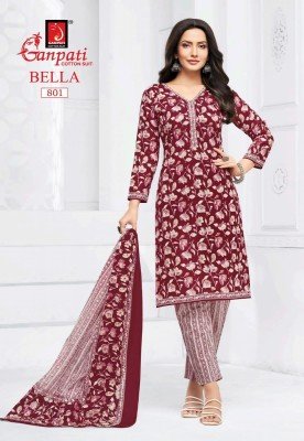 Ganpati Bella Vol 8 Kurti Pant Dupatta Set Comfortable Pure Cotton Prints Wholesale kurtis catalogs