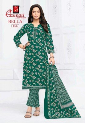 Ganpati Bella Vol 8 Kurti Pant Dupatta Set Comfortable Pure Cotton Prints Wholesale kurtis catalogs