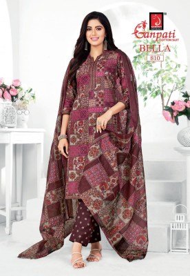 Ganpati Bella Vol 8 Kurti Pant Dupatta Set Comfortable Pure Cotton Prints Wholesale kurtis catalogs