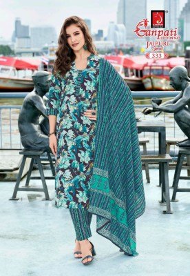Ganpati Jaipuri Vol 16 Pure Cotton Printed Kurti Pant with Dupatta 3 Piece Ethnic Set Wholesale kurti pant with dupatta Catalogs