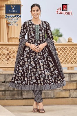 Ganpati Saiyaara Vol-3 Heavy Cotton Anarkali Kurti Pant Set with Dupatta fancy Anarkali suit catalogs