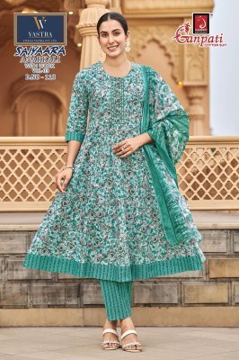 Ganpati Saiyaara Vol-3 Heavy Cotton Anarkali Kurti Pant Set with Dupatta fancy Anarkali suit catalogs