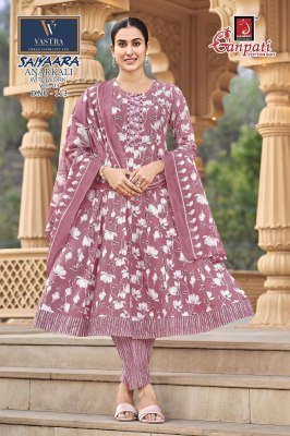Ganpati Saiyaara Vol-3 Heavy Cotton Anarkali Kurti Pant Set with Dupatta fancy Anarkali suit catalogs