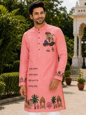 Ganpati Special Printed Cotton Kurta mens kurta