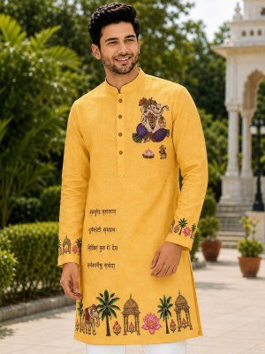 Ganpati Special Printed Cotton Kurta mens kurta