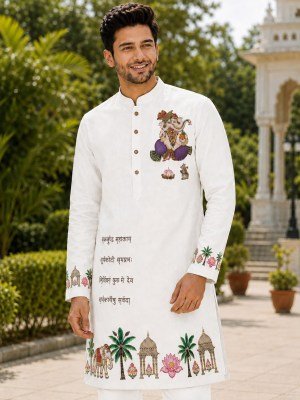 Ganpati Special Printed Cotton Kurta mens kurta