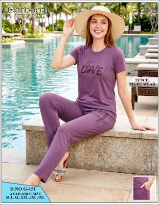 Garberry G-151 Tensil Night Dress – Premium Tensil 2-Piece Nightwear Set night wear catalogs