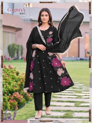 Garimaa Heavy Roman Silk 3 Piece Suit Set with Silver Lace Dupatta readymade suit catalogs