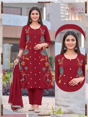 Garimaa Heavy Roman Silk 3 Piece Suit Set with Silver Lace Dupatta readymade suit catalogs
