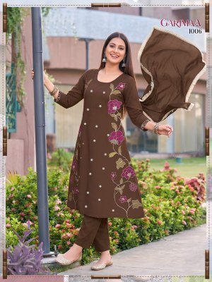 Garimaa Heavy Roman Silk 3 Piece Suit Set with Silver Lace Dupatta readymade suit catalogs