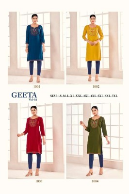 Geeta vol 2 rasian silk embroidery work wholesale kurti kurtis catalogs