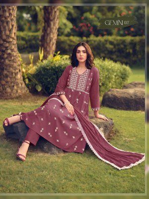 Gemini 3PCS Heavy Roman Silk Embroidered Kurti Pant with Roman Silk Dupatta kurti pant with dupatta Catalogs