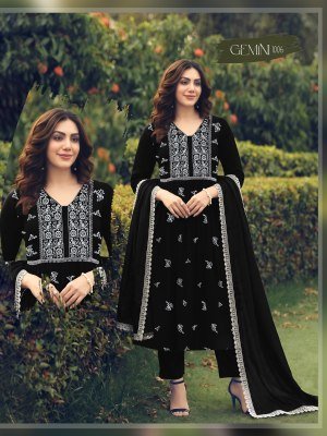 Gemini 3PCS Heavy Roman Silk Embroidered Kurti Pant with Roman Silk Dupatta kurti pant with dupatta Catalogs