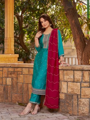 Germany by Aanchi Vichitra silk kurti with pant and dupatta pair catalogue Aanchi 