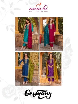 Germany by Aanchi Vichitra silk kurti with pant and dupatta pair catalogue readymade suit catalogs