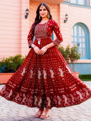 Glam Nx presented Long Anarkali Gown with Embroidery Work catalogue at low rate gown catalogs