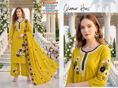 Glamour Hues D.No. 10058–10065 Vatican Silk 3 Piece Suit wholesale catalogs
