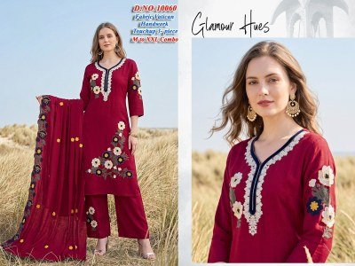 Glamour Hues D.No. 10058–10065 Vatican Silk 3 Piece Suit Size wise Combo Set