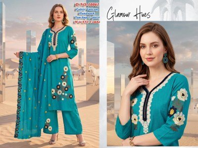 Glamour Hues D.No. 10058–10065 Vatican Silk 3 Piece Suit Size wise Combo Set
