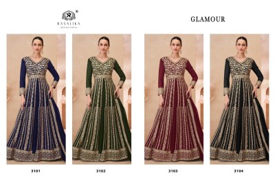 Glamour by Rasalika Real Georgette Embroidered gown catalogue with low price gown catalogs