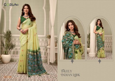 Gobuni Shanaya Premium Cotton Saree with Elegant Woven Zari Border Patola Pallu sarees catalogs