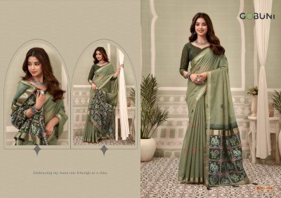 Gobuni Shanaya Premium Cotton Saree with Elegant Woven Zari Border Patola Pallu sarees catalogs