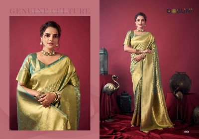 Gobuni Shringar Tissue Silk Saree with Zhallar Border wholesale catalogs