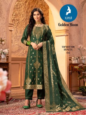 Golden Moon by Kaya chanderi designer straight cut kurti pant and dupatta collection at amaviexpo readymade suit catalogs